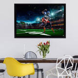 American Football Player In Action Games Framed Canvas Prints Wall Art - Painting Prints, Home Wall Decor, Painting Canvas