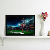 American Football Player In Action Games Framed Canvas Prints Wall Art - Painting Prints, Home Wall Decor, Painting Canvas