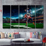 American Football Player In Action Games 5 Pieces Canvas Prints Wall Art Decor - Painting Canvas,Multi Panel,Painting Prints,For Sale