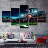American Football Player In Action Games  5 Pieces Canvas Prints Wall Art - Painting Canvas, Multi Panel, Home Wall Decor, For Sale