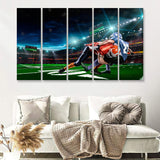 American Football Player In Action 5 Pieces Canvas Prints Wall Art Decor - Painting Canvas,Multi Panel,Painting Prints,For Sale