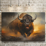 Ancient Bulls In The Sunset Canvas Prints Wall Art Home Decor, Painting Canvas, Living Room Wall Decor