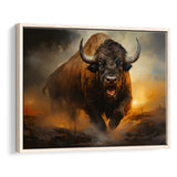 Ancient Bulls In The Sunset Framed Canvas Prints Wall Art Home Decor, Painting Canvas, Floating Frame