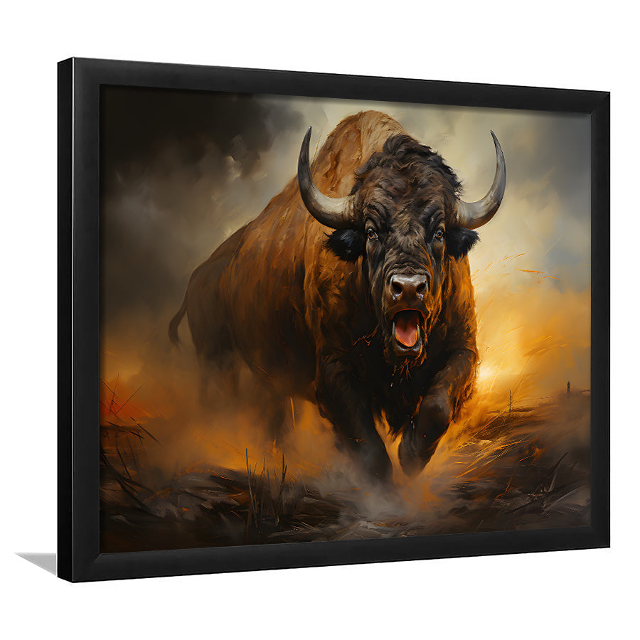 Ancient Bulls In The Sunset Framed Art Prints Wall Decor, Painting Art, Framed Picture