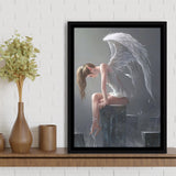 Angel Woman, Winged Woman Framed Canvas Prints Wall Art Home Decor, Floating Frame