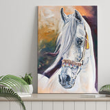 Arabian White Horse Portrait Oil Painting Canvas Prints Wall Art Home Decor