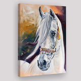 Arabian White Horse Portrait Oil Painting Canvas Prints Wall Art Home Decor