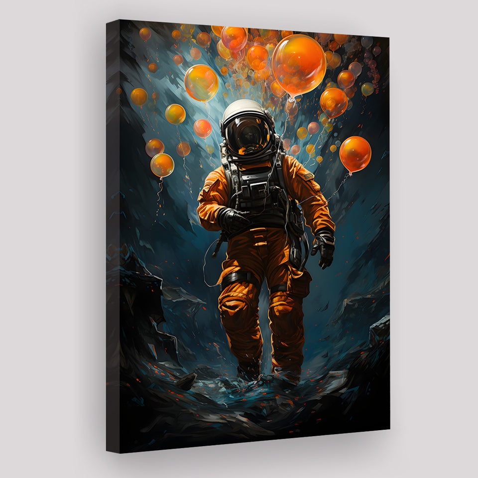 Astronaut And Balloons V1 Canvas Prints Wall Art Home Decor, Painting Canvas, Living Room Wall Decor