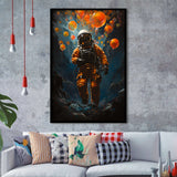 Astronaut And Balloons V1 Framed Art Prints Wall Decor, Painting Art, Framed Picture
