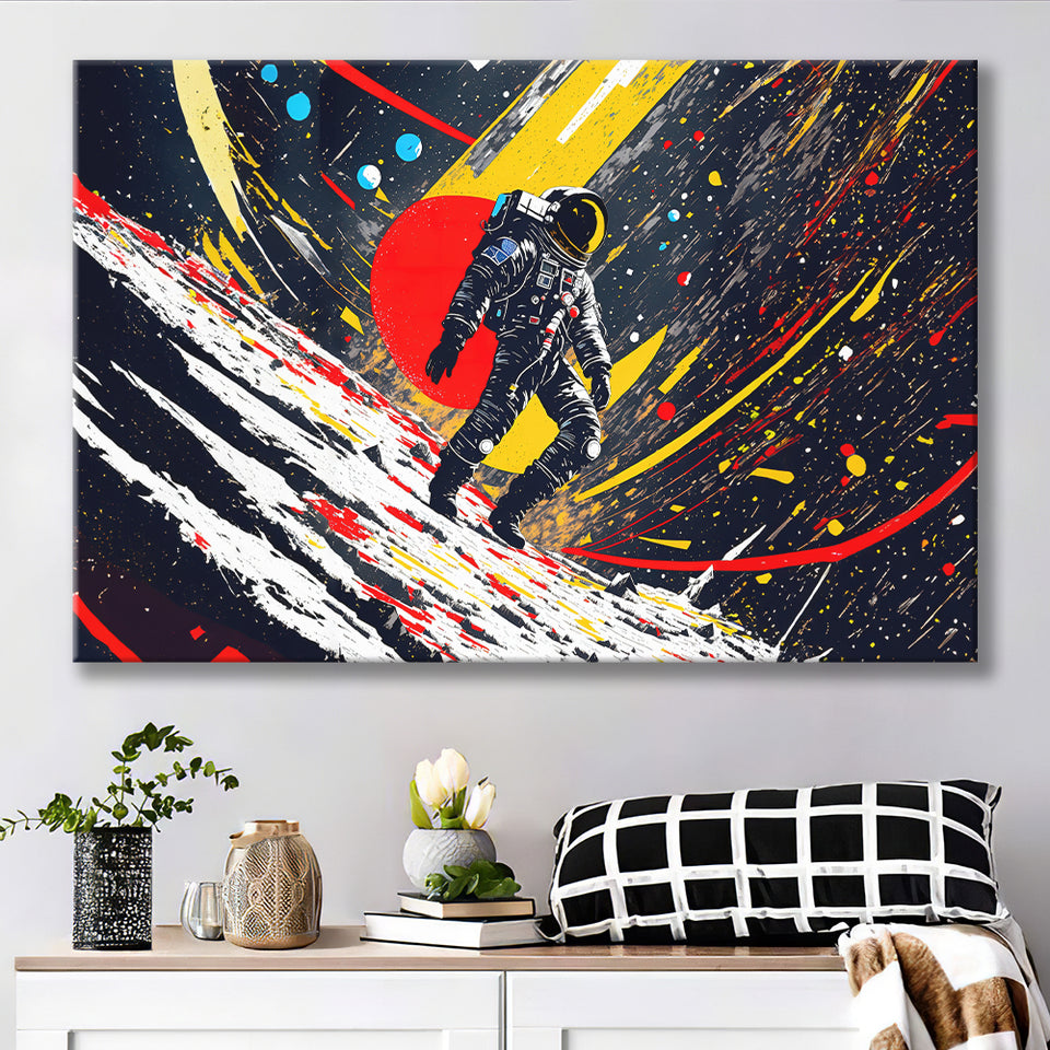 Astronaut And Colorful Milky Way Canvas Prints Wall Art Home Decor, Painting Canvas, Living Room Wall Decor