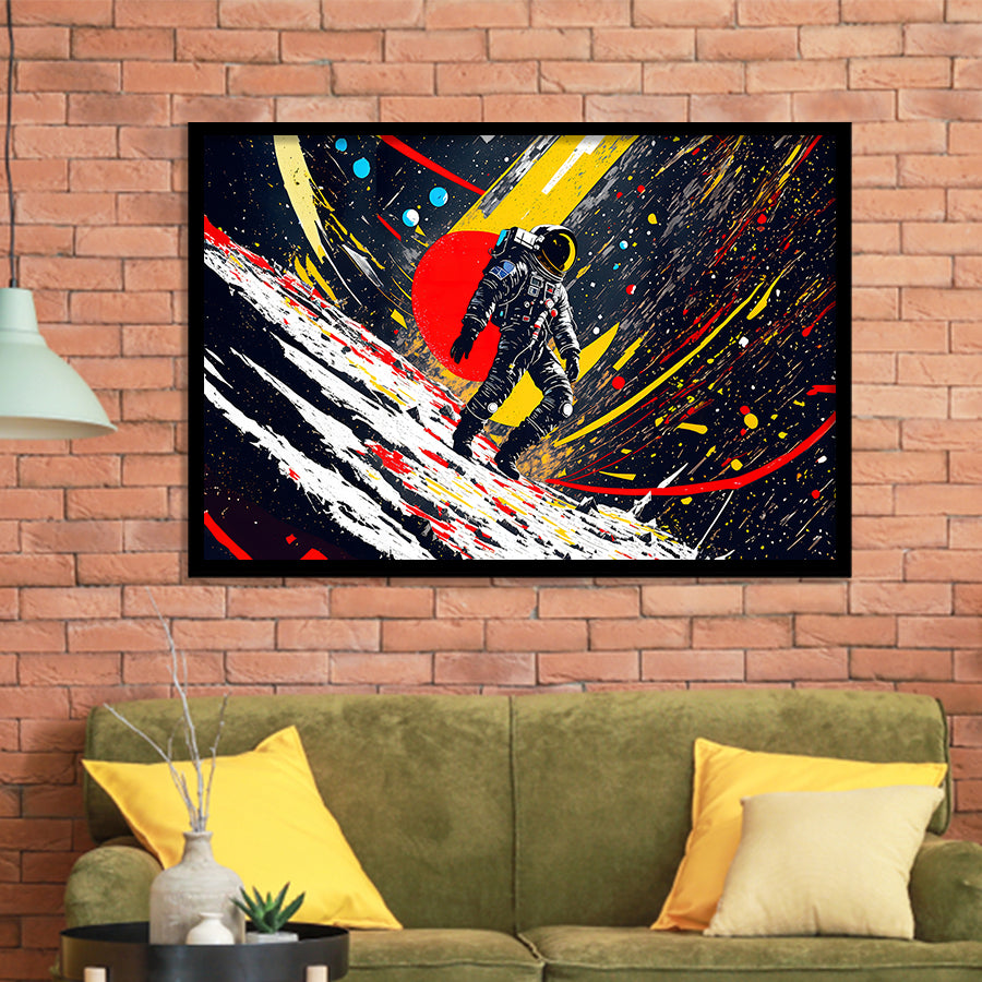 Astronaut And Colorful Milky Way Framed Art Prints Wall Decor, Painting Art, Framed Picture