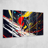 Astronaut And Colorful Milky Way 5 Panels B Canvas Prints Wall Art Home Decor, Extra Large Canvas