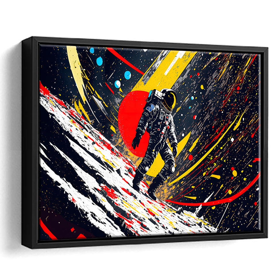 Astronaut And Colorful Milky Way Framed Canvas Prints Wall Art Home Decor, Painting Canvas, Floating Frame