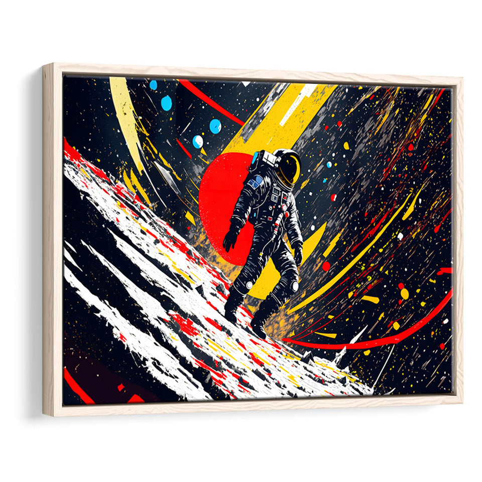 Astronaut And Colorful Milky Way Framed Canvas Prints Wall Art Home Decor, Painting Canvas, Floating Frame