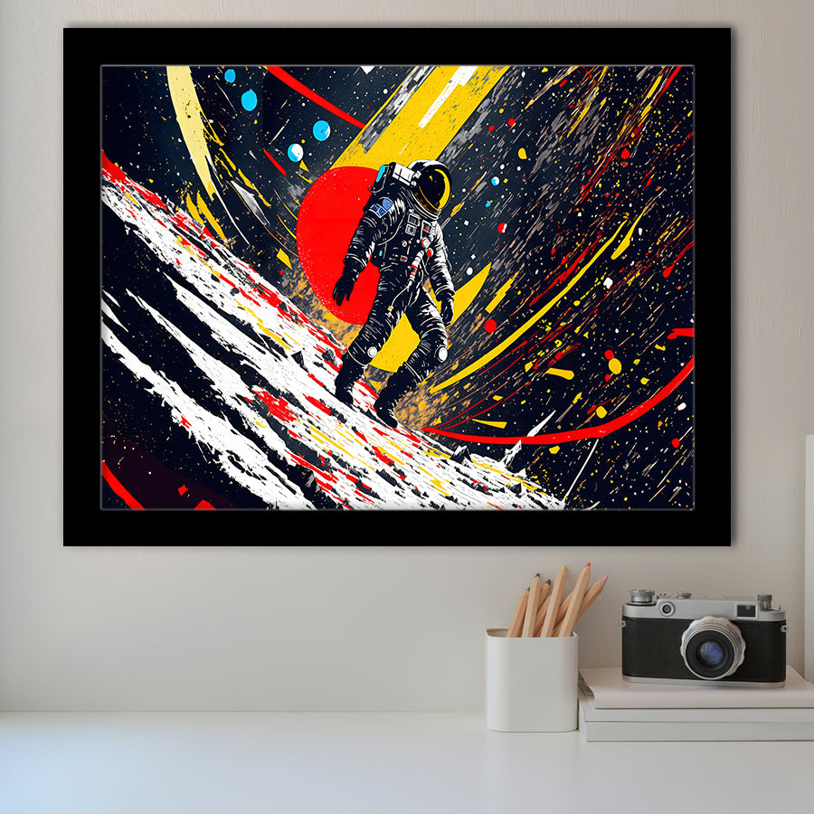 Astronaut And Colorful Milky Way Framed Art Prints Wall Decor, Painting Art, Framed Picture