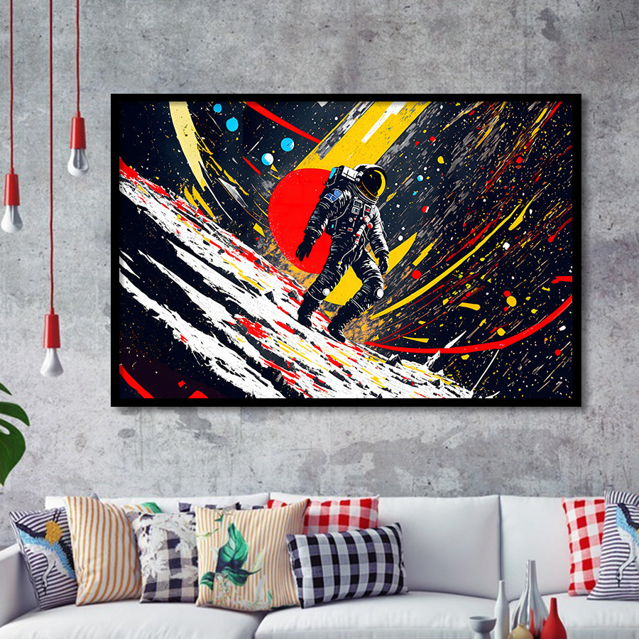 Astronaut And Colorful Milky Way Framed Art Prints Wall Decor, Painting Art, Framed Picture