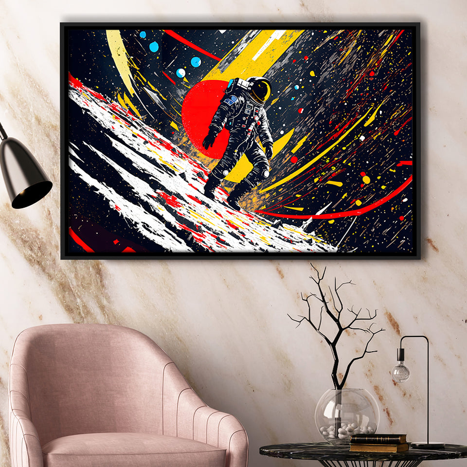 Astronaut And Colorful Milky Way Framed Canvas Prints Wall Art Home Decor, Painting Canvas, Floating Frame