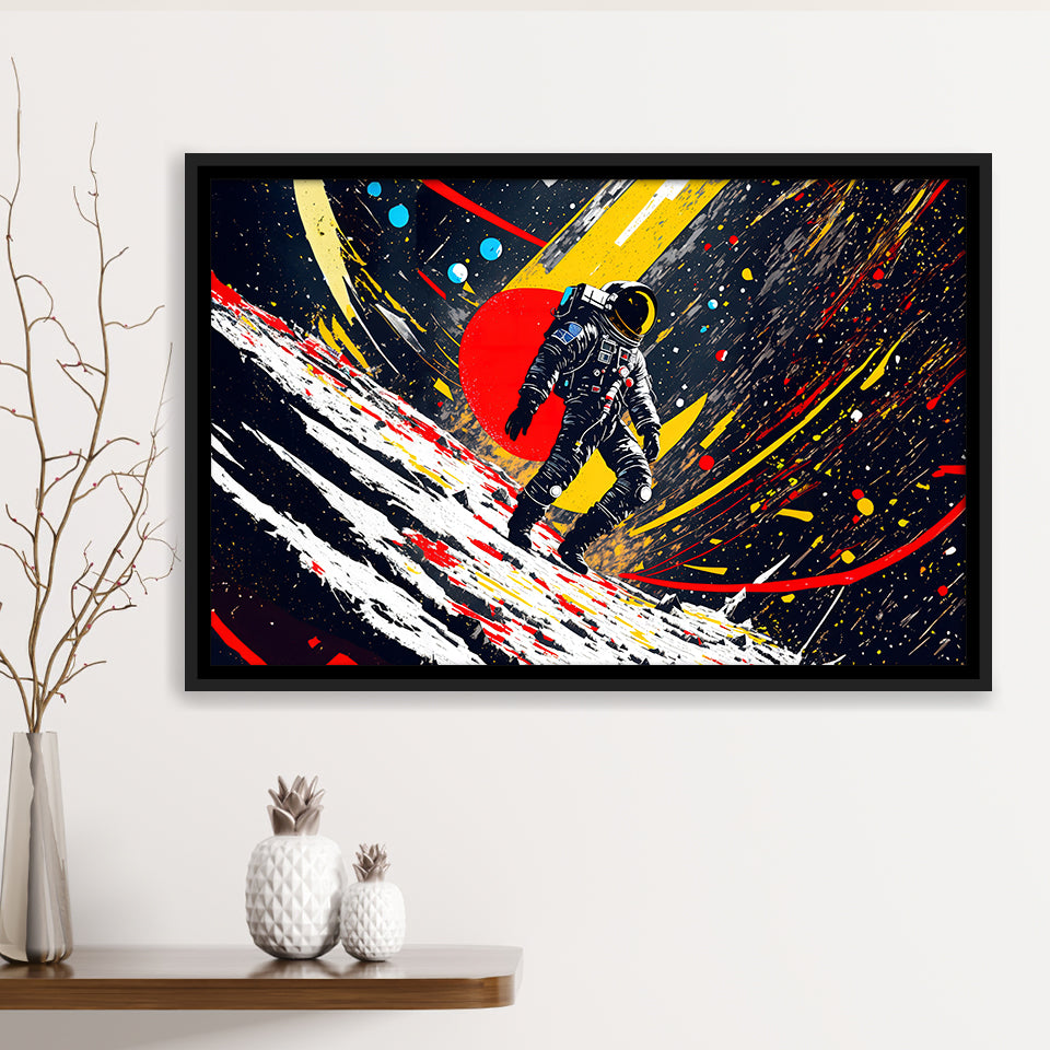 Astronaut And Colorful Milky Way Framed Canvas Prints Wall Art Home Decor, Painting Canvas, Floating Frame