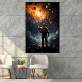 Astronaut Holding The Balloons Framed Canvas Prints Wall Art Home Decor, Painting Canvas, Floating Frame