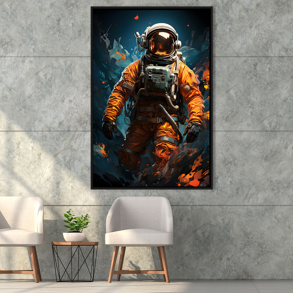 Astronaut Painting Art For Kids Framed Canvas Prints Wall Art Home Decor, Painting Canvas, Floating Frame