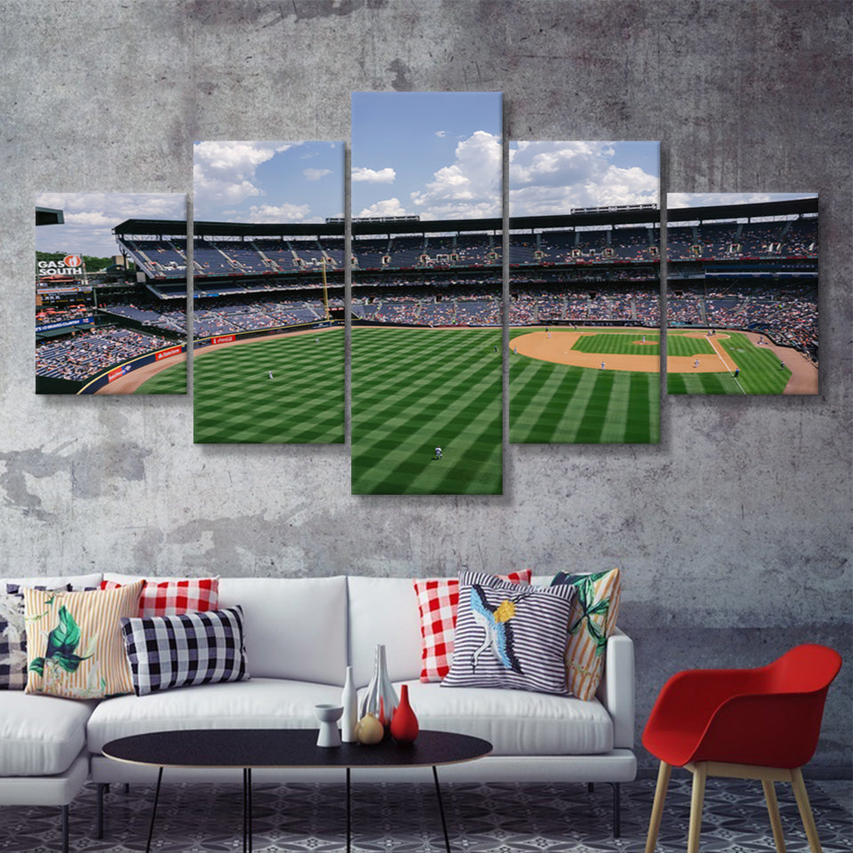 Athlete Ballpark Baseball Stadium Game  5 Pieces Canvas Prints Wall Art - Painting Canvas, Multi Panel, Home Wall Decor, For Sale
