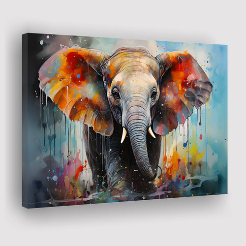 Baby Elephant Colorful Art For Kids Canvas Prints Wall Art Home Decor, Painting Canvas, Living Room Wall Decor