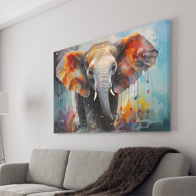 Baby Elephant Colorful Art For Kids Canvas Prints Wall Art Home Decor, Painting Canvas, Living Room Wall Decor
