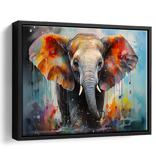 Baby Elephant Colorful Art For Kids Framed Canvas Prints Wall Art Home Decor, Painting Canvas, Floating Frame