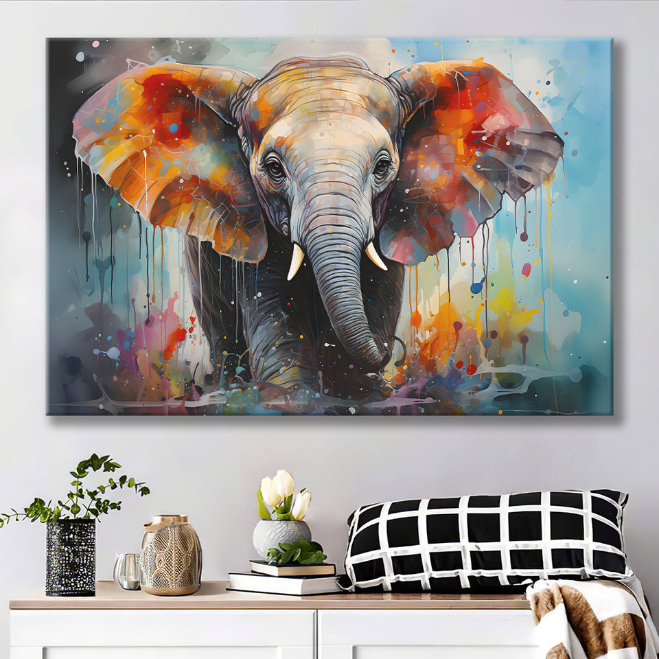 Baby Elephant Colorful Art For Kids Canvas Prints Wall Art Home Decor, Painting Canvas, Living Room Wall Decor