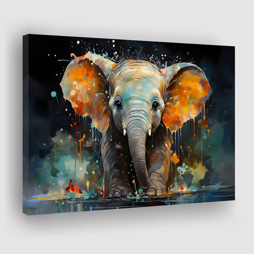 Baby Elephant Colorful Art Canvas Prints Wall Art Home Decor, Painting Canvas, Living Room Wall Decor