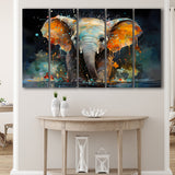 Baby Elephant Colorful Art 5 Panels B Canvas Prints Wall Art Home Decor, Extra Large Canvas