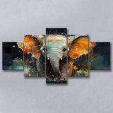 Baby Elephant Colorful Art 5 Panels Canvas Prints Wall Art Home Decor, Large Mixed Canvas