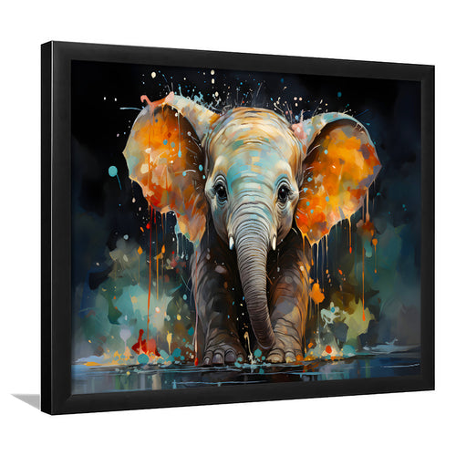 Baby Elephant Colorful Art Framed Art Prints Wall Decor, Painting Art, Framed Picture
