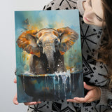 Baby Elephant Colorful In A Bathtub V4 Canvas Prints Wall Art Home Decor, Painting Canvas, Living Room Wall Decor