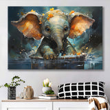 Baby Elephant Colorful In Bathtub Canvas Prints Wall Art Home Decor, Painting Canvas, Living Room Wall Decor