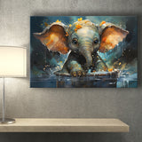 Baby Elephant Colorful In Bathtub Canvas Prints Wall Art Home Decor, Painting Canvas, Living Room Wall Decor
