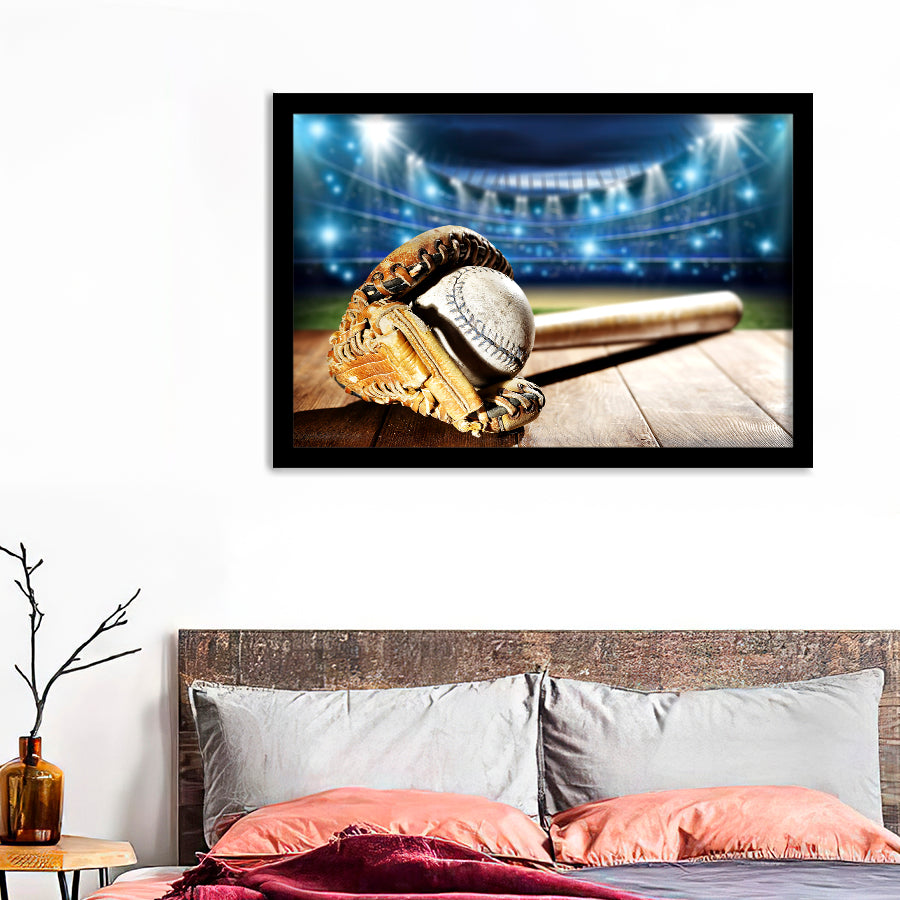 Baseball And Tools Player Wall Art Print - Framed Prints, Painting Prints, Prints for Sale, Framed Art