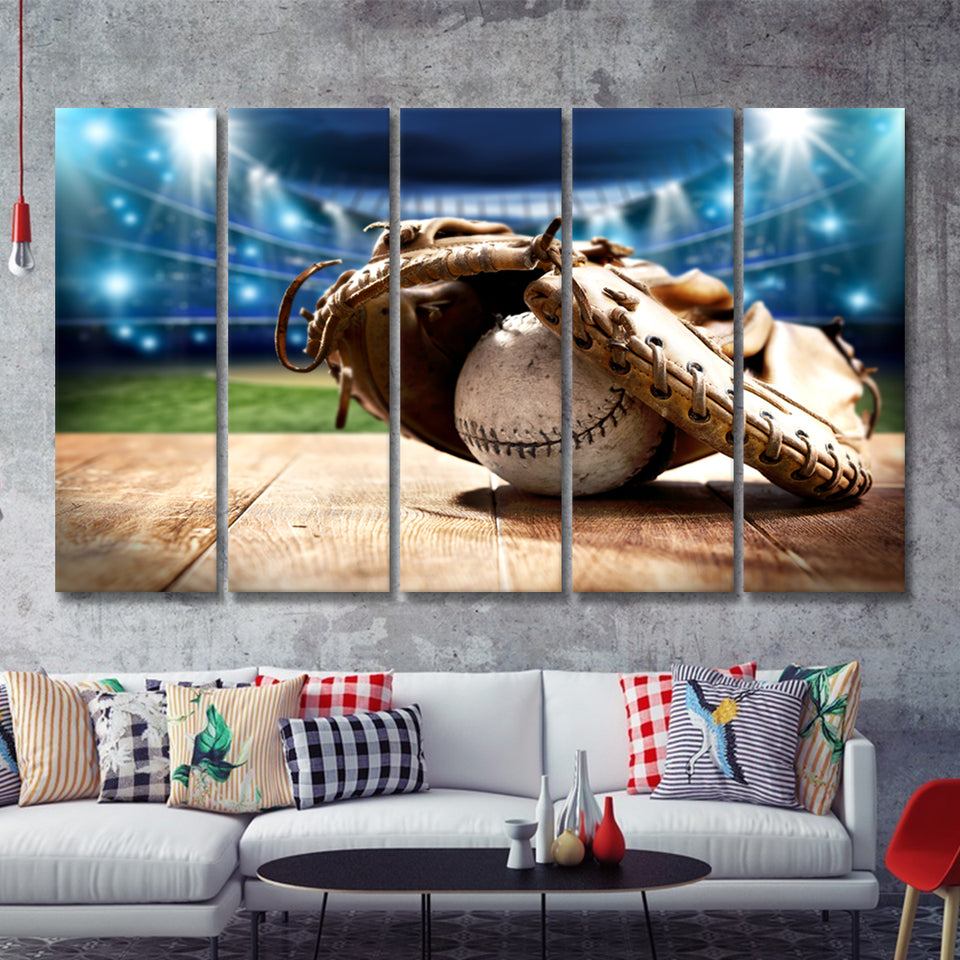 Baseball And Tools 5 Pieces Canvas Prints Wall Art Decor - Painting Canvas,Multi Panel,Painting Prints,For Sale