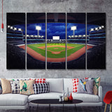 Baseball Stadium Under Roof View With Fans 5 Pieces Canvas Prints Wall Art Decor - Painting Canvas,Multi Panel,Painting Prints,For Sale
