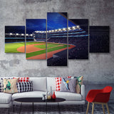 Baseball Stadium With Fans Under Roof Tribune View  5 Pieces Canvas Prints Wall Art - Painting Canvas, Multi Panel, Home Wall Decor, For Sale