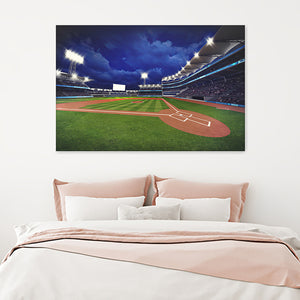 Baseball Stadium With Spectators And Green Grass Canvas Wall Art - Canvas Prints, Prints for Sale, Canvas Painting, Canvas on Sale