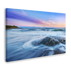 Beach Stones Sea Waves Dawn Canvas Wall Art - Canvas Prints, Prints For Sale, Painting Canvas,Canvas On Sale