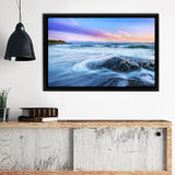 Beach Stones Sea Waves Dawn Framed Canvas Wall Art - Canvas Prints, Prints For Sale, Painting Canvas,Framed Prints