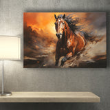 Beautiful Horse Running In The Sunset Oil Painting V4 Canvas Prints Wall Art Home Decor, Painting Canvas,Wall Decor