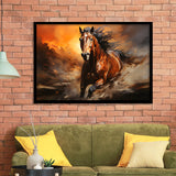 Beautiful Horse Running In The Sunset Oil Painting V4 Framed Art Prints Wall Decor, Painting Art, Framed Picture