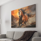 Beautiful Horse Running In The Sunset Oil Painting V4 Canvas Prints Wall Art Home Decor, Painting Canvas,Wall Decor