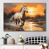 Beautiful Horse Walking In The Sunset Canvas Prints Wall Art Home Decor, Painting Canvas, Living Room Wall Decor