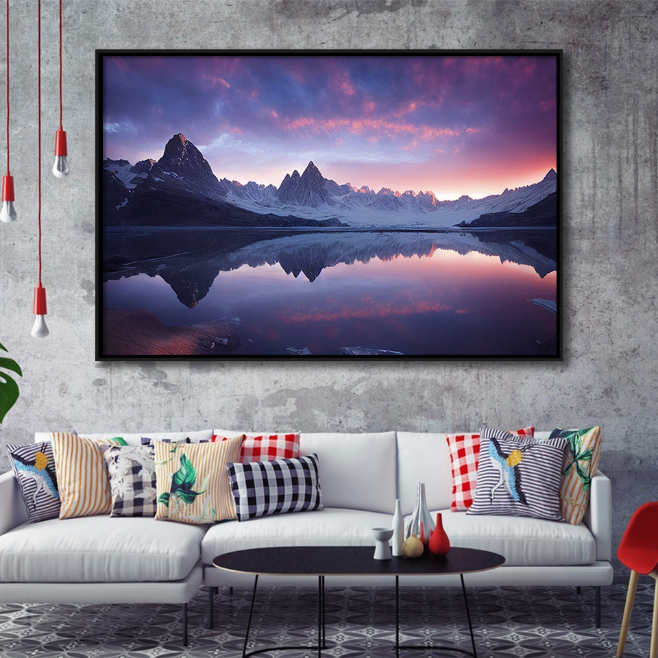 Becautiful Lake And Moutain, Framed Canvas Prints Wall Art Decor, Framed Picture