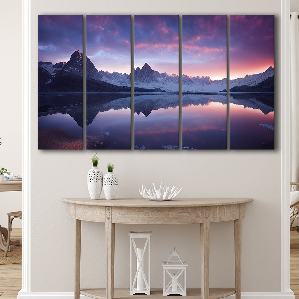 Becautiful Lake And Moutain, 5 Piece Canvas Prints Wall Art Decor, Multi Panels