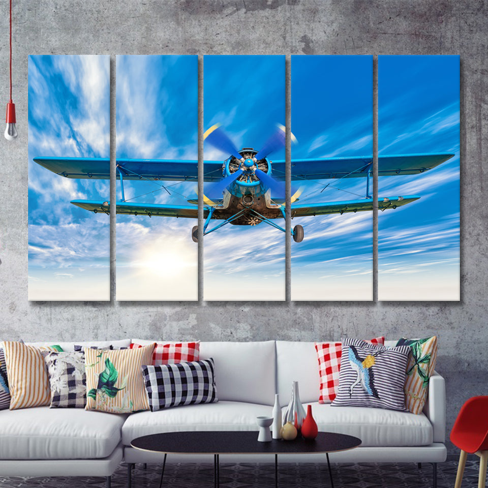 Bigstock Airplane Sport Fly 5 Piece B Canvas Prints Wall Art Decor - Painting Canvas, Multi Panels